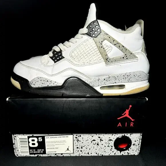 Size 8.5 - Nike Air Jordan 4 Retro OG White Cement 2016 Men's Shoes - Picture 8 of 9